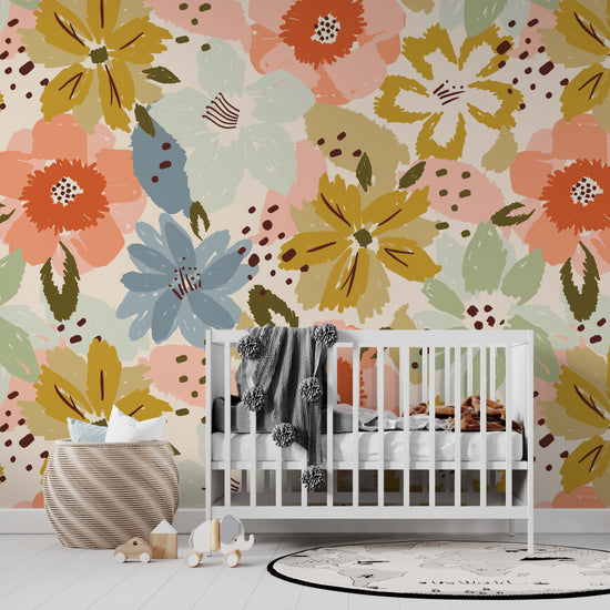 Penelope Floral Wallpaper Repeat Pattern - Munks and Me Wallpaper