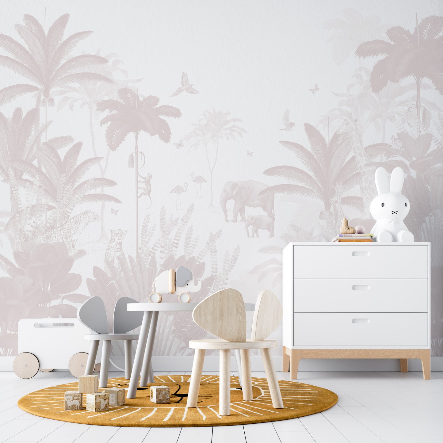 Load image into Gallery viewer, Leopard and Friends Wallpaper Mural | Rose - Munks and Me Wallpaper

