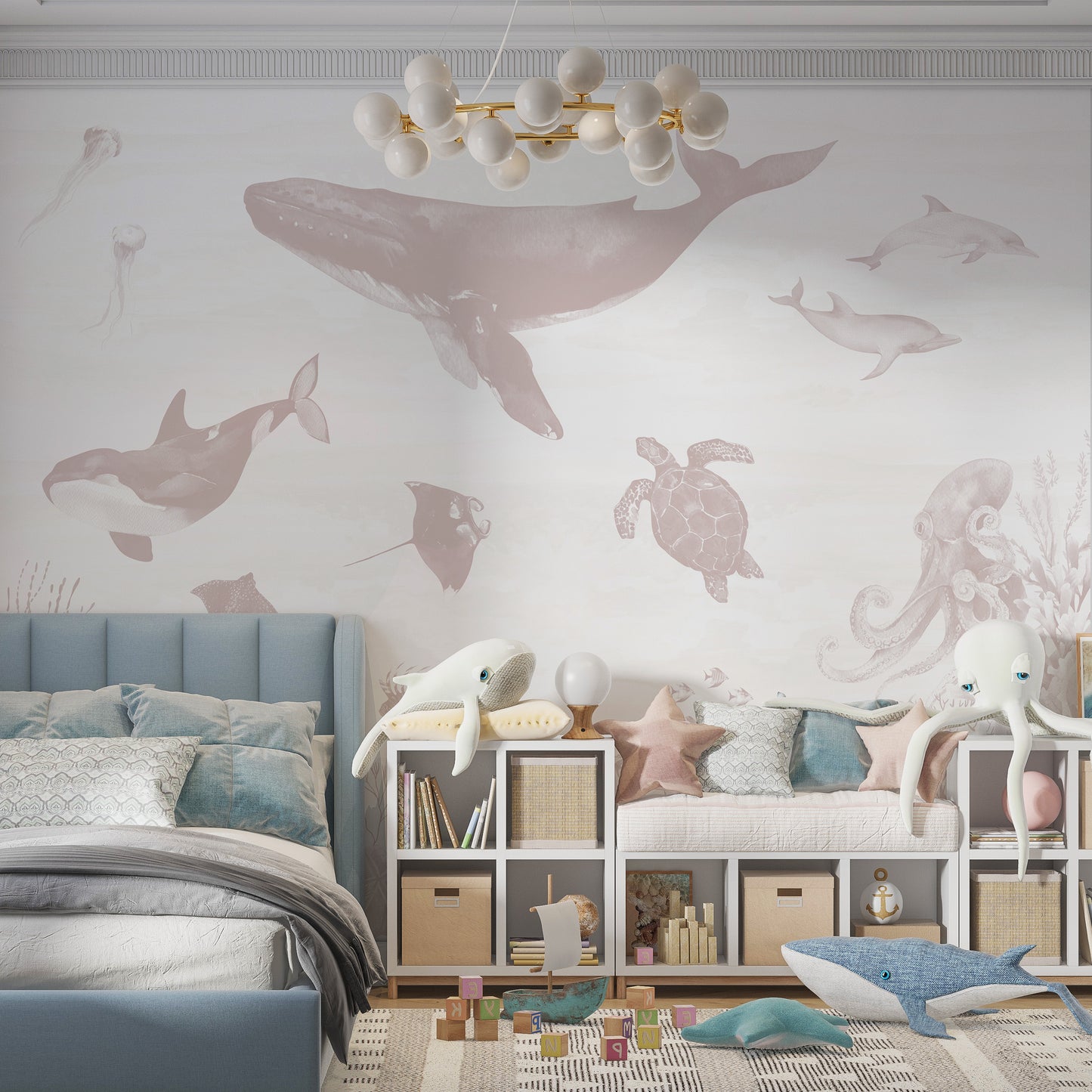 Load image into Gallery viewer, Ocean Magic Wallpaper Mural | Rose - Munks and Me Wallpaper
