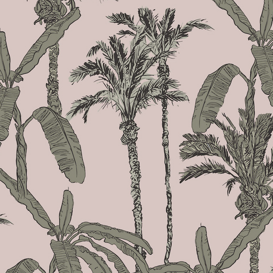 Ezra Palm Print Wallpaper Repeat Pattern | Sand - Munks and Me Wallpaper