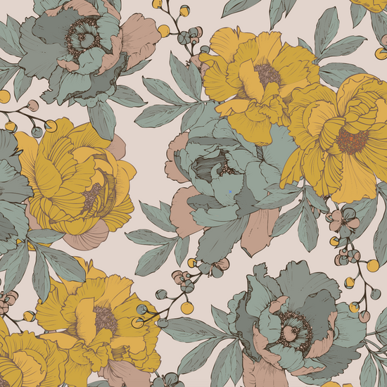 Wanda Floral Wallpaper Repeat Pattern - Munks and Me Wallpaper