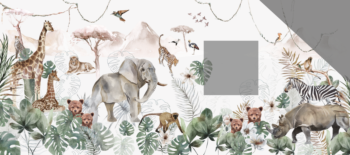 Custom Paradise Jungle Wallpaper Mural | H251cm x W561cm - Munks and Me Wallpaper
