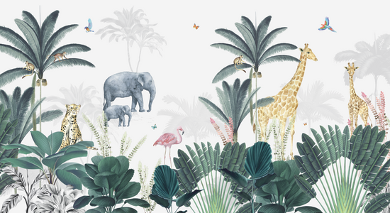 Custom Leopard and Friends Wallpaper | H241cm x W1250cm - Munks and Me Wallpaper