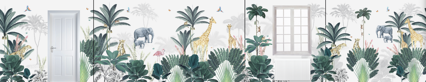 Load image into Gallery viewer, Custom Leopard and Friends Wallpaper | H241cm x W1250cm - Munks and Me Wallpaper
