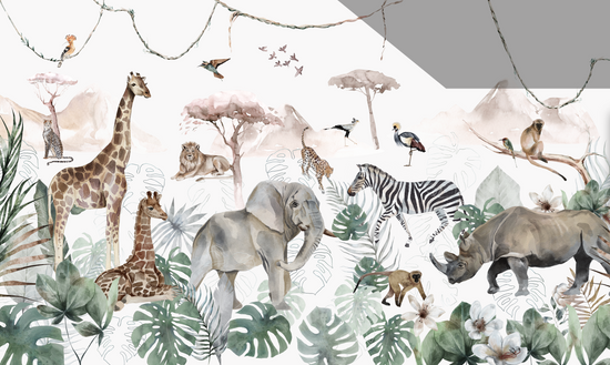 Load image into Gallery viewer, Custom Paradise Jungle Wallpaper | H126cm x W211cm - Munks and Me Wallpaper
