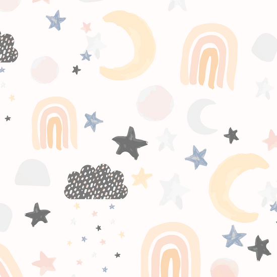 Moon and Stars Wallpaper Repeat Pattern - Munks and Me Wallpaper