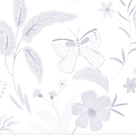 Butterfly Garden Wallpaper Repeat Pattern | Purple - Munks and Me Wallpaper
