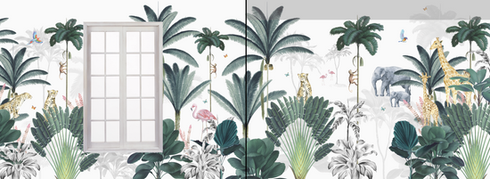Load image into Gallery viewer, Custom Leopard and Friends Wallpaper Mural | House Tilly Rodgers - Munks and Me Wallpaper
