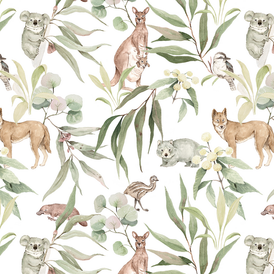 Australia Animal Wallpaper Repeat Pattern - Munks and Me Wallpaper