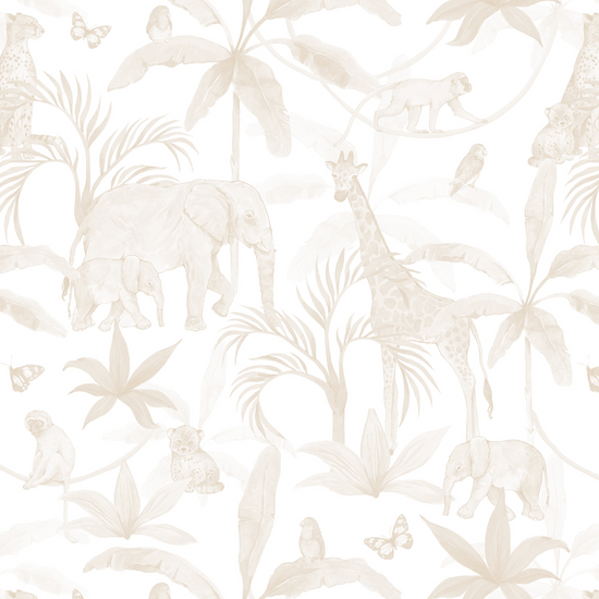African Safari Wallpaper Repeat Pattern | Neutral - Munks and Me Wallpaper