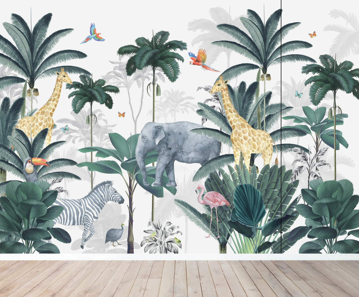 Custom Jungle  Mural | H238cm x W332cm - Munks and Me Wallpaper