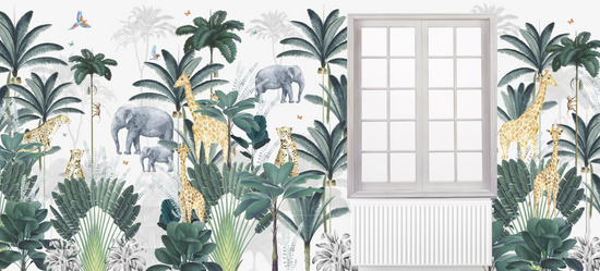 Custom Leopard and Friends Mural | H237cm x W521cm - Munks and Me Wallpaper