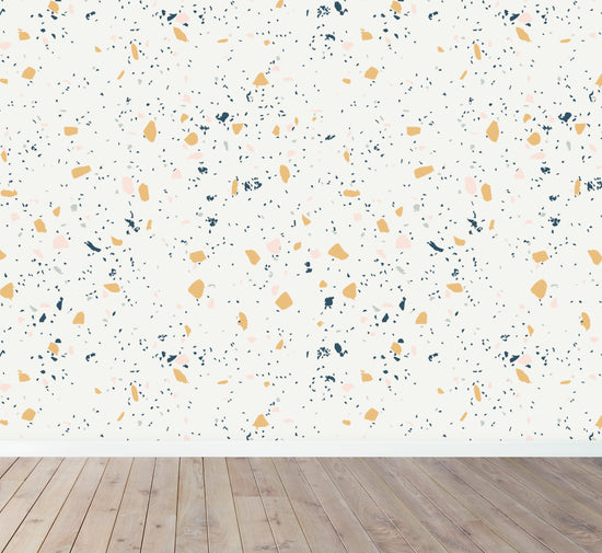 Terrazzo Wallpaper Repeat Pattern| Yellow - Munks and Me Wallpaper