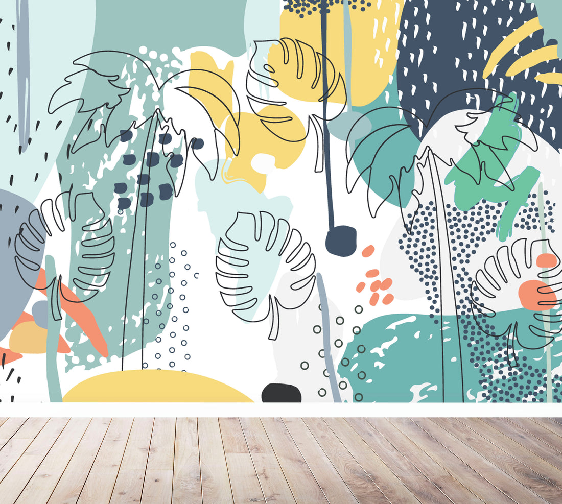 Tropical Splash Wallpaper Mural | Blue - Munks and Me Wallpaper