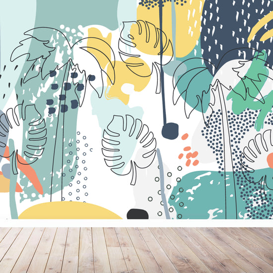 Tropical Splash Wallpaper Mural | Blue - Munks and Me Wallpaper