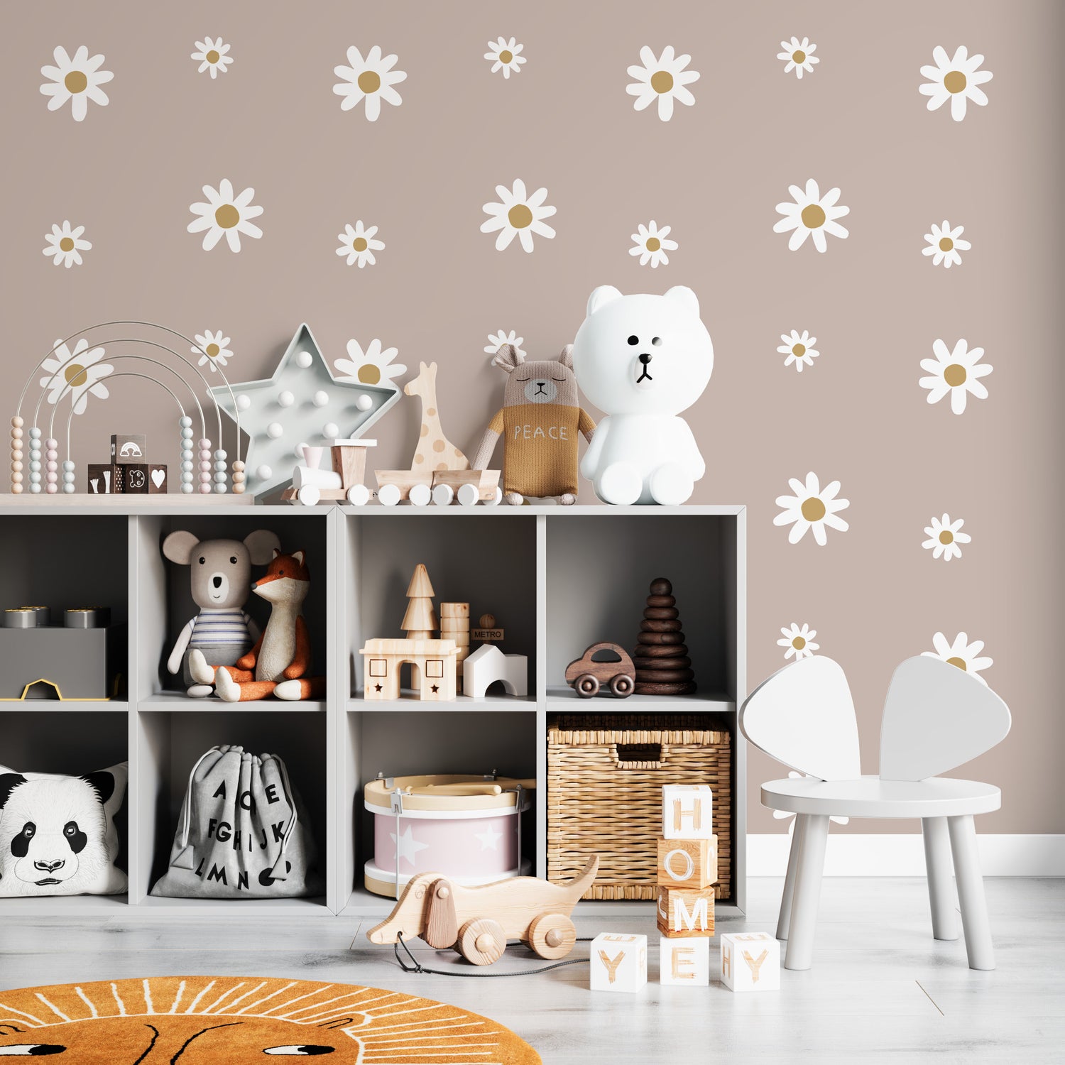 Large Daisy Floral Wallpaper Repeat Pattern - Munks and Me Wallpaper