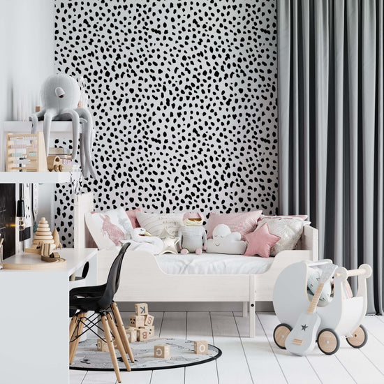 Dalmatian Spotty Wallpaper Repeat Pattern | Black - Munks and Me Wallpaper
