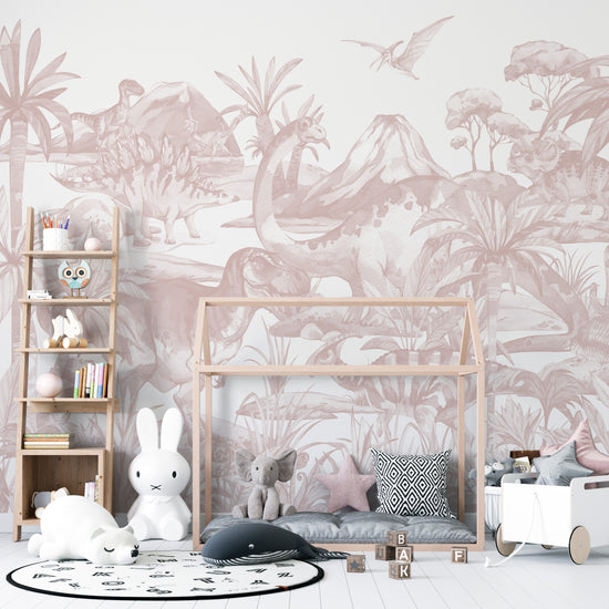 Load image into Gallery viewer, Dinosaur World Wallpaper Mural | Rose - Munks and Me Wallpaper
