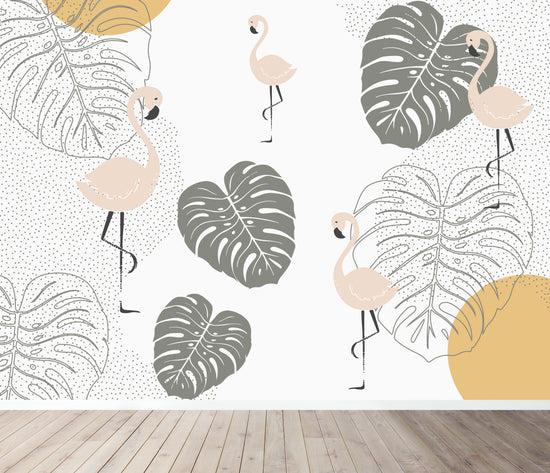 Load image into Gallery viewer, Flamingo Wallpaper Mural - Munks and Me Wallpaper
