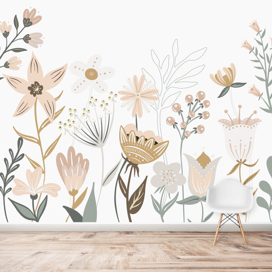 Millie Floral Garden Wallpaper Mural - Munks and Me Wallpaper