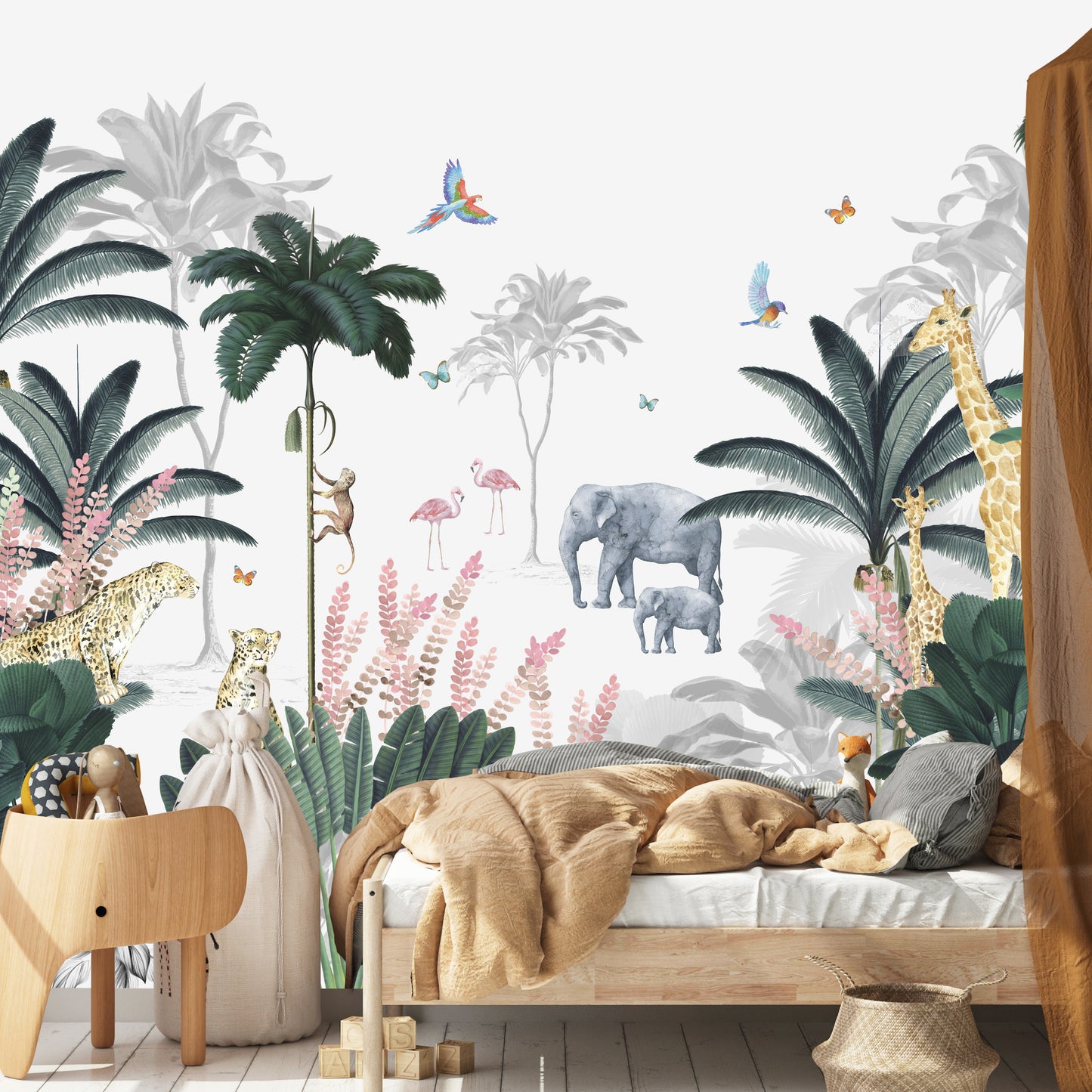 Load image into Gallery viewer, Leopard and Friends Jungle Wallpaper Mural - Munks and Me Wallpaper
