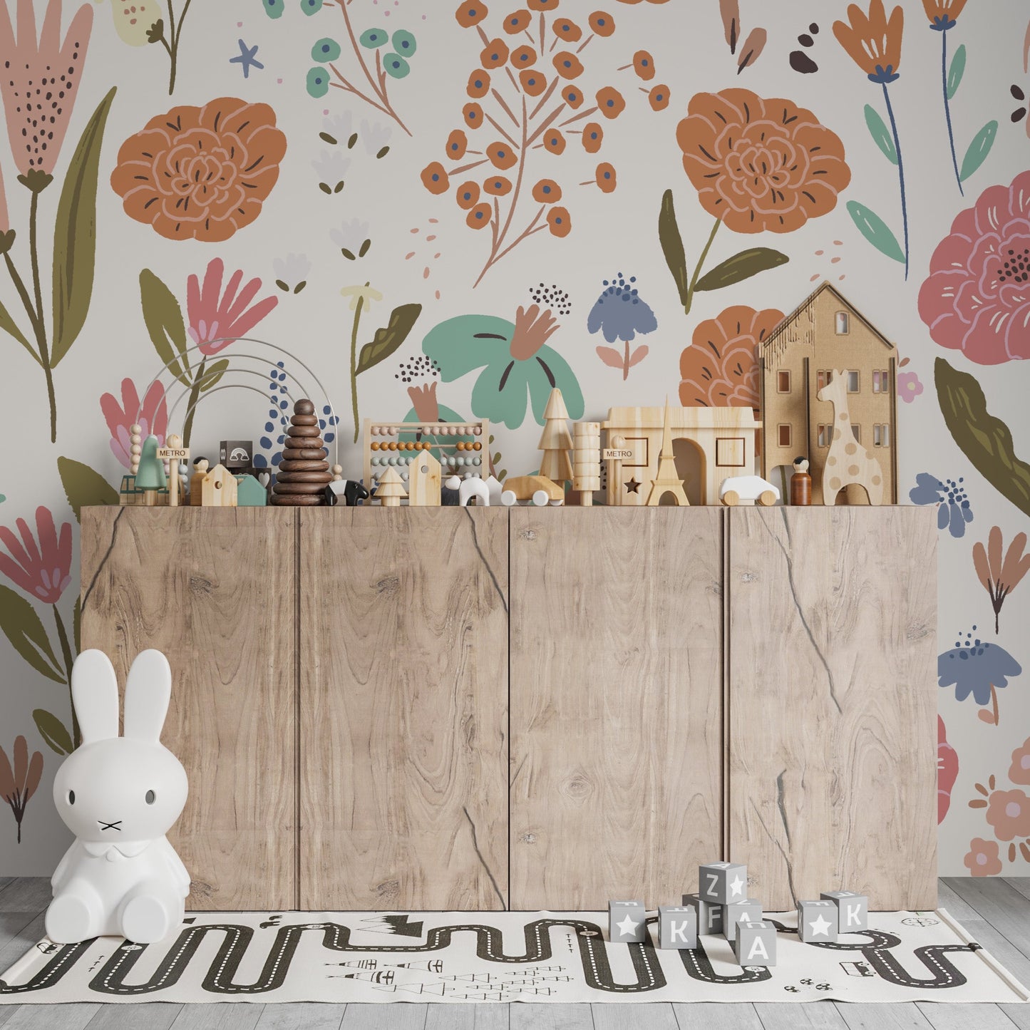 Lila Floral Wallpaper Mural - Munks and Me Wallpaper