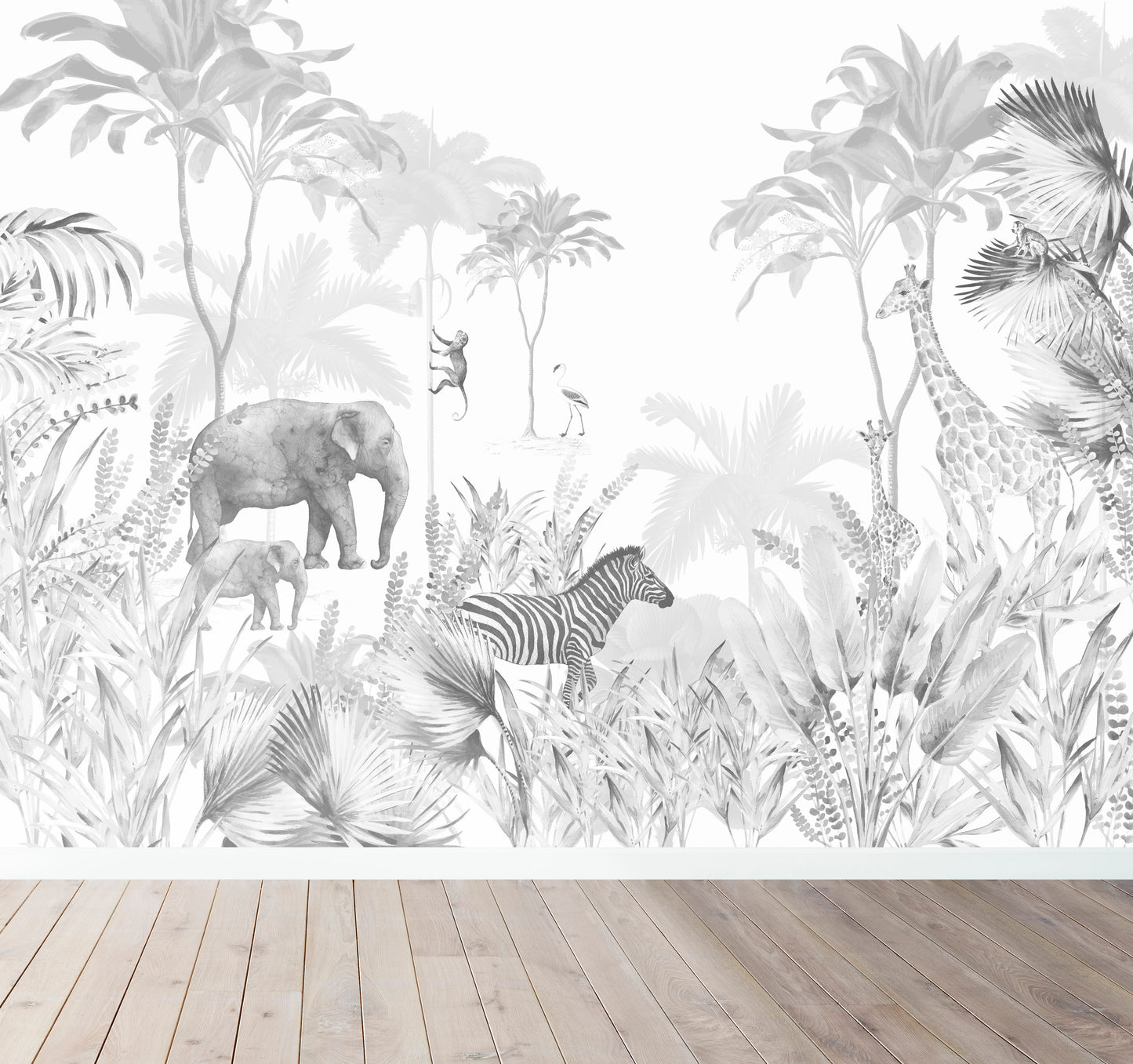Jungle Wallpaper Mural | Monochrome - Munks and Me Wallpaper