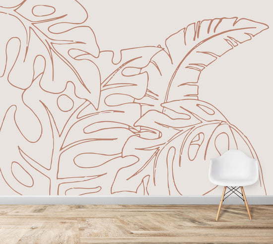 Monstera Palm Leaf Wallpaper Mural - Munks and Me Wallpaper