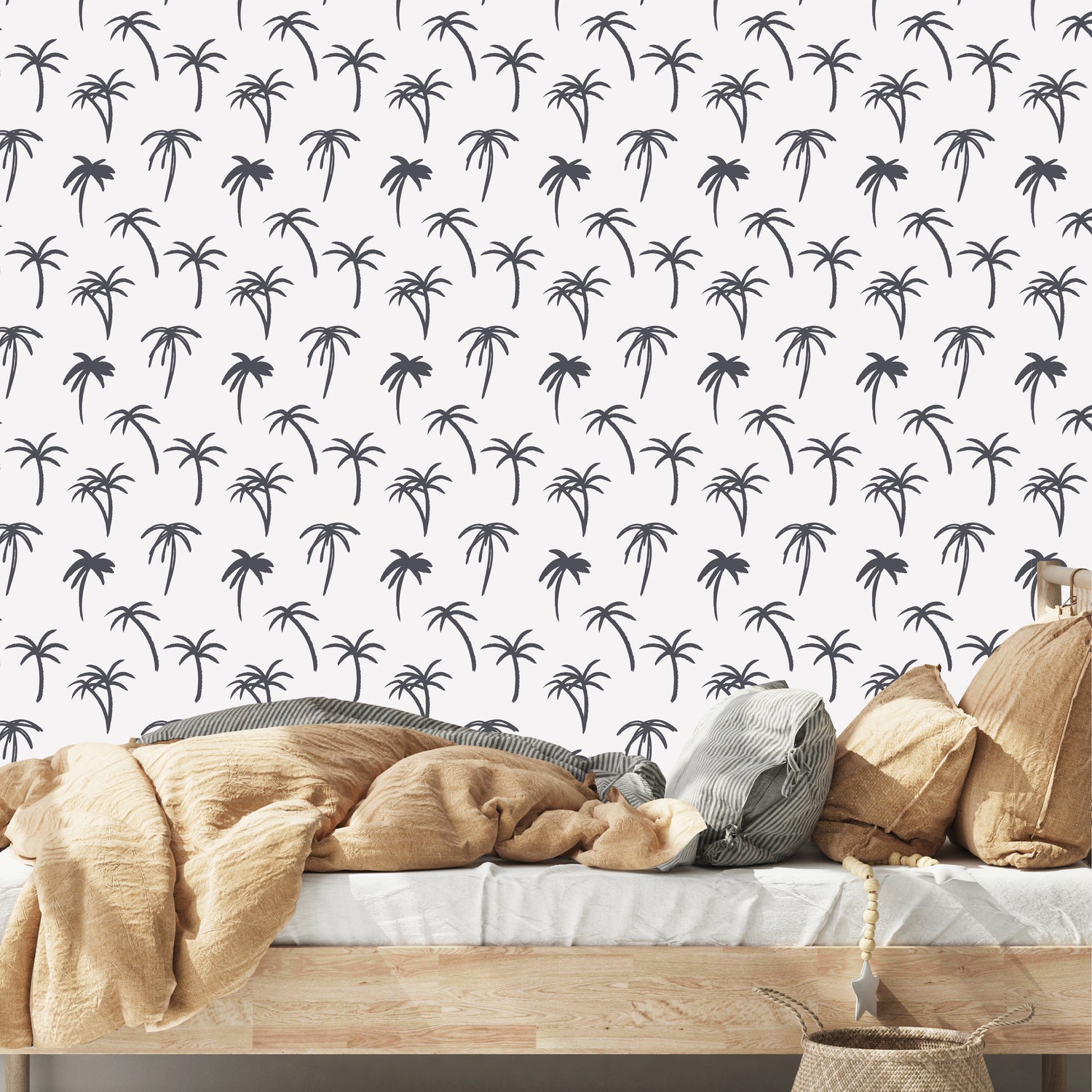 Navy Noa Tropical Palm Wallpaper | Sample - Munks and Me Wallpaper