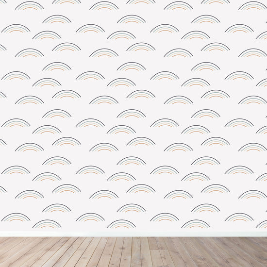 Load image into Gallery viewer, Rainbow Wave Wallpaper Repeat Pattern | Navy - Munks and Me Wallpaper
