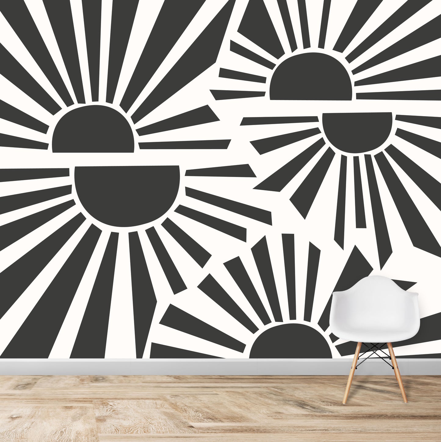 Sunbeams Wallpaper Repeat Pattern | Charcoal - Munks and Me Wallpaper