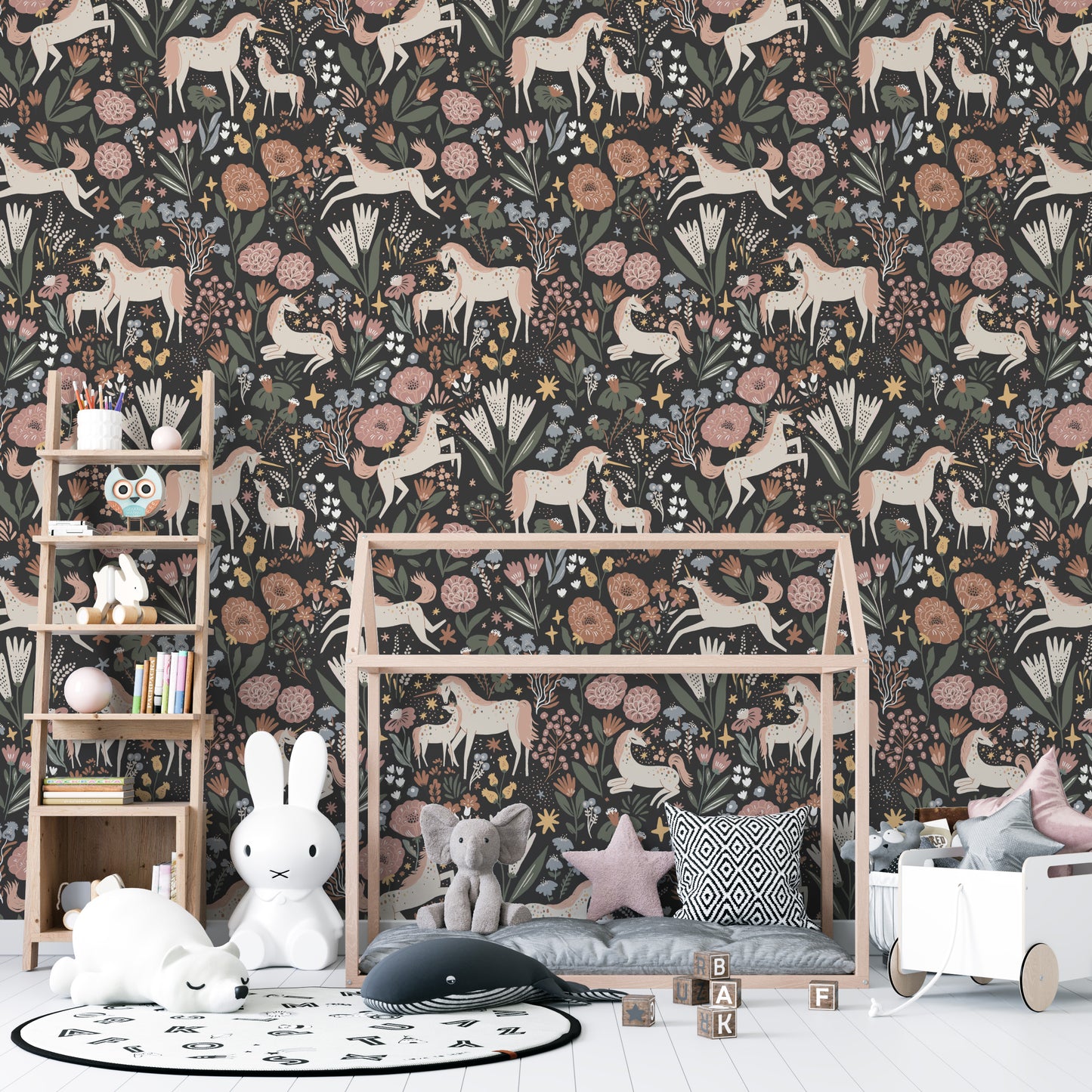 Load image into Gallery viewer, Unicorn Meadow Wallpaper Repeat Pattern - Munks and Me Wallpaper

