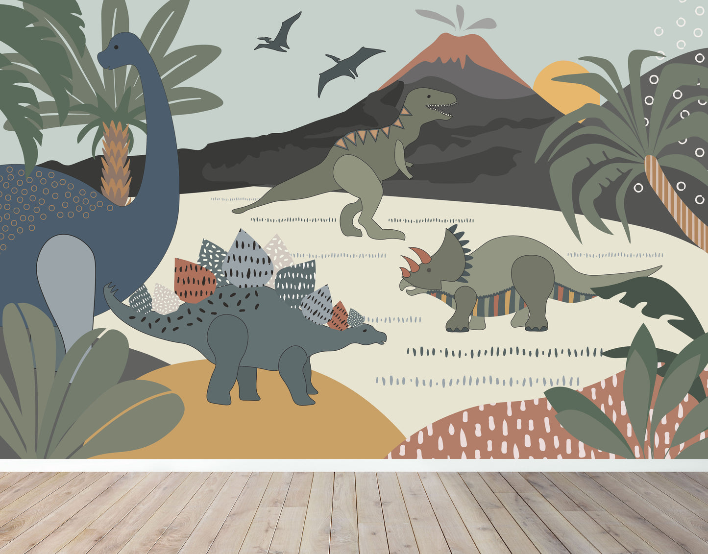 Dinosaur and Friends Wallpaper Mural - Munks and Me Wallpaper