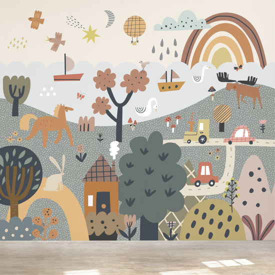 Load image into Gallery viewer, Wonderpark Wallpaper Mural - Munks and Me Wallpaper
