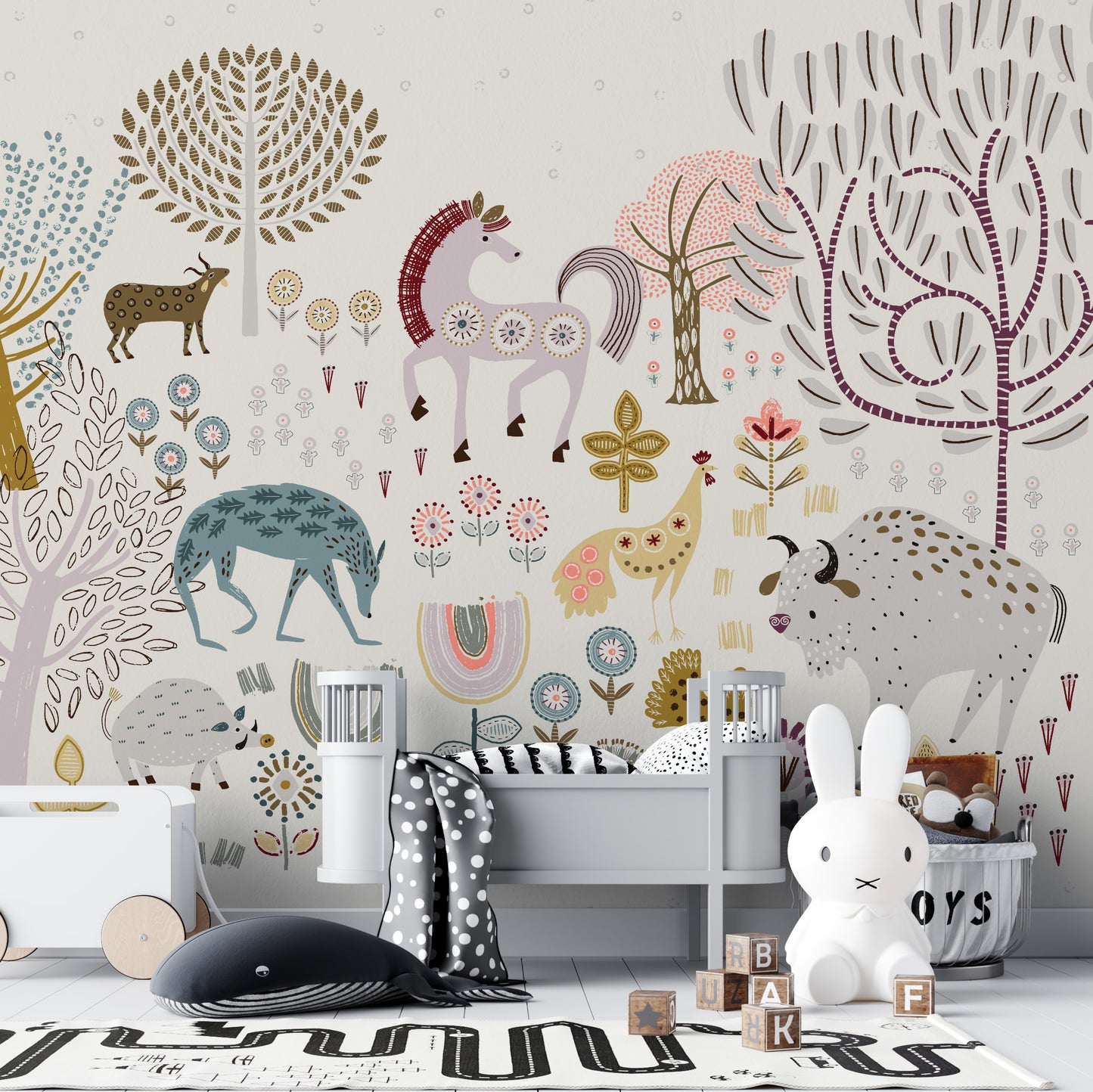 Load image into Gallery viewer, Woodland Folk Wallpaper Mural - Munks and Me Wallpaper
