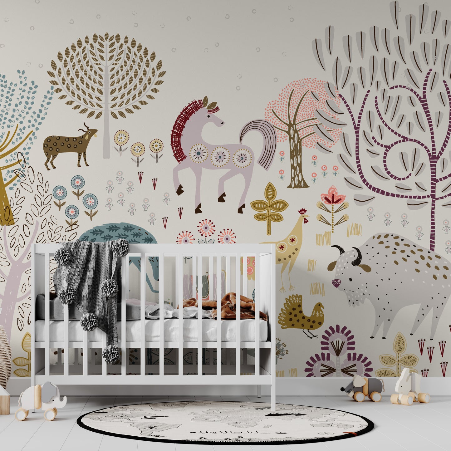 Load image into Gallery viewer, Woodland Folk Wallpaper Mural - Munks and Me Wallpaper
